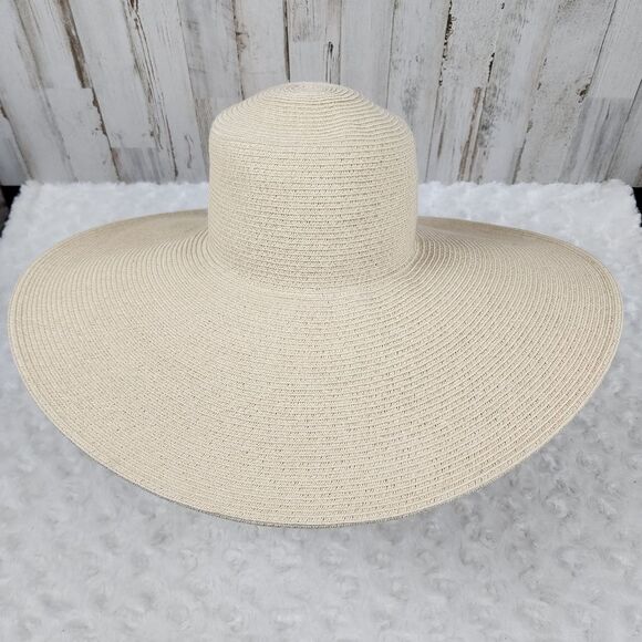 Nine West Wide Brim Floppy Sun Hat Ivory One Size - Picture 3 of 7
